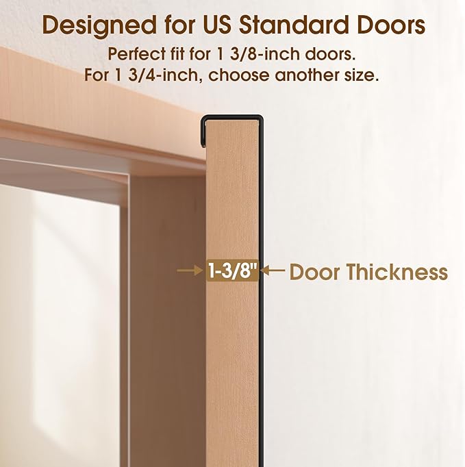 Long Over The Door Hooks with 15.75-inch Arms for Easier Access by Women, Heavy Duty Door Hanger for Winter Coat, L16U, Fits Standard 1 3/4'' Doors, Towel Racks Organization, Black