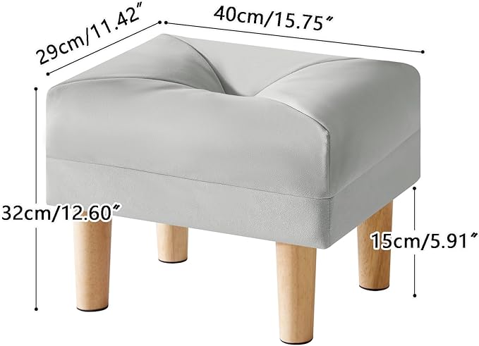 YMYNY Small Footstool Ottoman, Faux Leather Footrest with Sponge Padded Seat, Step Stool for Sofa, Bedroom, Living Room, Entryway, Modern Change Shoes Stool 15.75" D × 11.42" W×12.6" H Gray UHBD040G