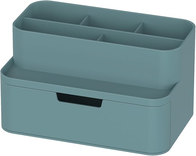 BLUE GINKGO Compact Desk Organizer – Small 5-Compartment, Half Drawer Storage – Pen Holder, Stationery Organizer for Desktop, Vanity, Shelf (Made in Korea, Green)-NeatNest
