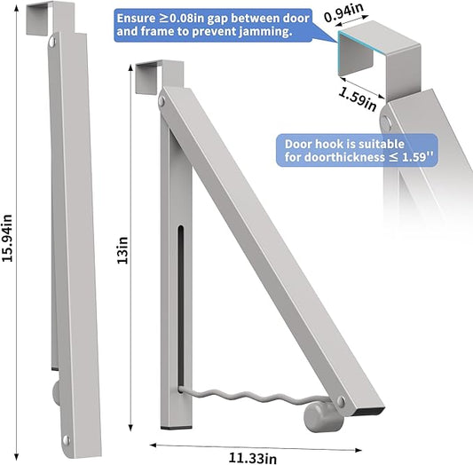 Clothes Drying Rack for Laundry Room Organization,Foldable Over The Door Drying Racks for Saving Space, Warm Gray 1 Pack-NeatNest