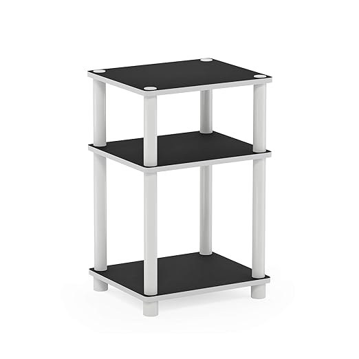 Iceberg IndestrucTable Too 1200 Series, Personal Folding Table, Charcoal, 20” W x 30” & Furinno Just 3-Tier Turn-N-Tube End Table, 1-Pack, White/White-NeatNest