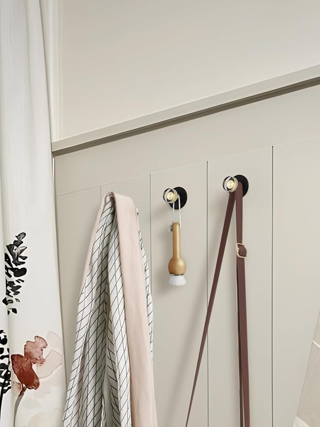 4 Pack Adhesive Crystal Towel Hooks for Bathrooms Black Wall Hooks for Hanging Robe Coat Hooks Kitchen Decorative Heavy Duty Zinc Alloy