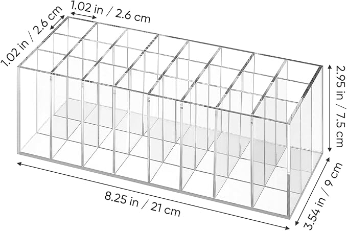 DOITOOL 24-Grids Acrylic Lipstick Holder, Transparent Lipstick Organizer,Makeup Storage for Brushes, Bottles, and More, Desktop Cosmetic Display Rack, 8.26 x 3.54 x 3.03 Inch-NeatNest
