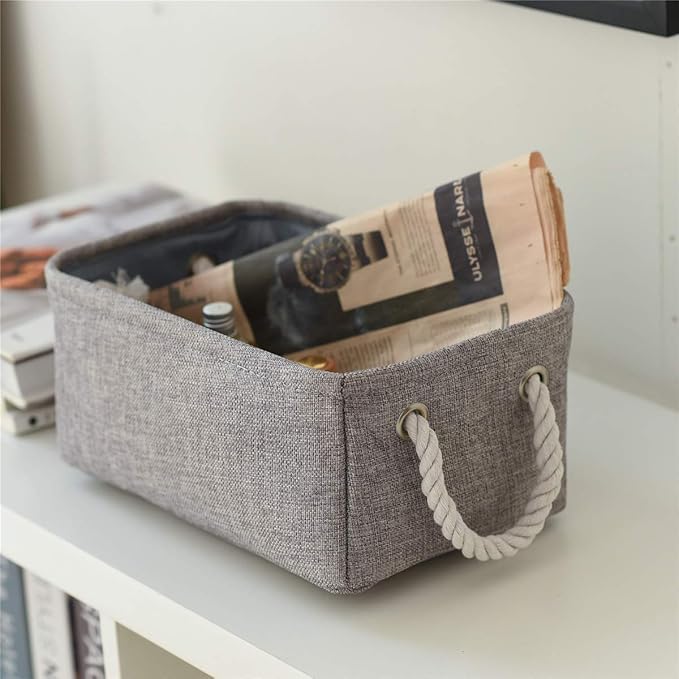 TheWarmHome Storage Bins Basket - Storage Baskets for Organizing Shelves,Home Closet Organizer for Book Shelf Organization,Fabric Storage Cubes,Medium Decorative Grey Basket Gift-NeatNest