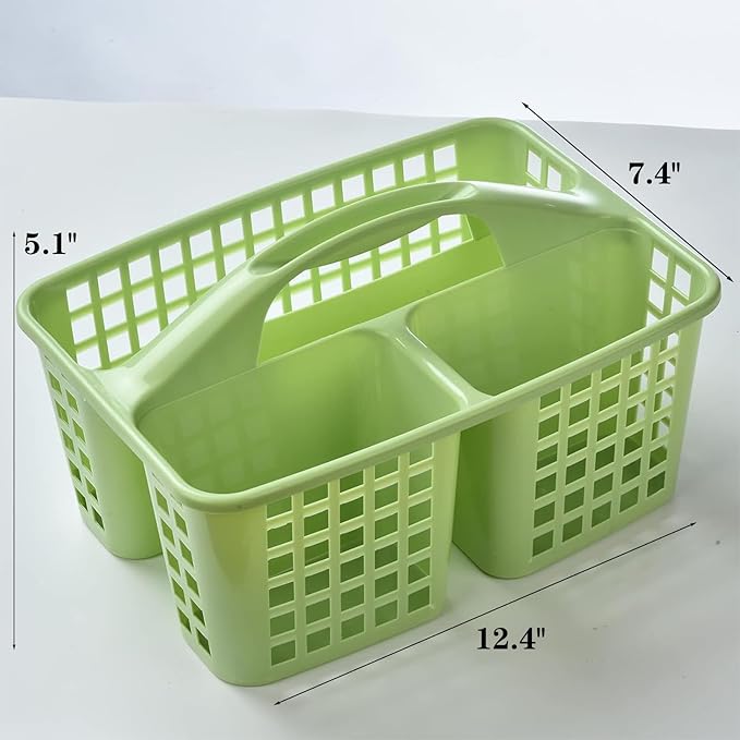 Portable Shower Caddy Basket,Convenient Cleaning Supplies Organizer with Compartments and Handle,Ideal for Bathroom, Bedroom, Kitchen, College Dorm,Garden,etc.green-2 Pcs