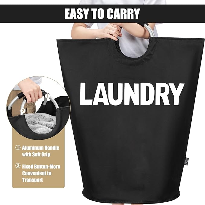 DOKEHOM 160L XX-Large Laundry Basket (7 Colors), Collapsible Laundry Bag, Foldable Laundry Hamper, Folding Washing Bin (Black, XXL)-NeatNest
