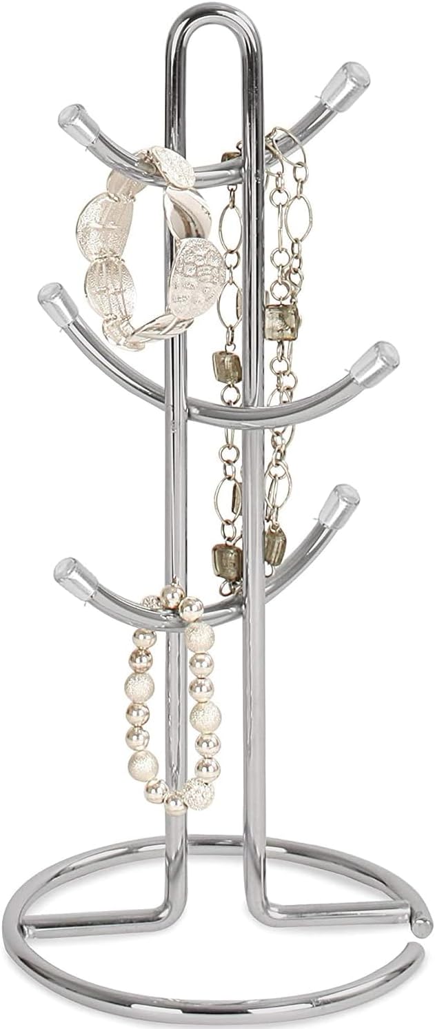 FitWell Mugs Holder, Mug Tree, Coffee Cup Holder, Coffee Mug Tree, Mug Organizer for Cabinet, Mug Holder Stand, Coffee & Tea Cup Storage Rack (Chrome, 6 Mugs (15"H))-NeatNest