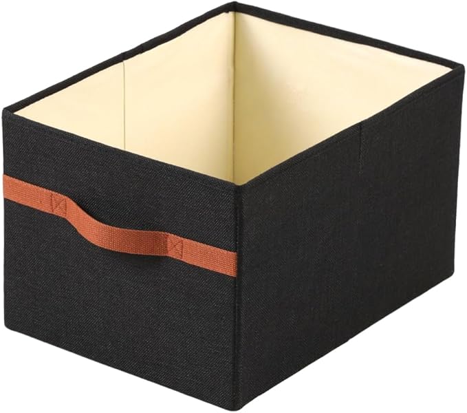 ALYER Collapsible Fabric Storage Organizer with Handles,Shelf Bins Box Container for Bedroom Office Closet Babies Nursery Toys Books Clothes (Black, 15.8" x 12" x 10")
