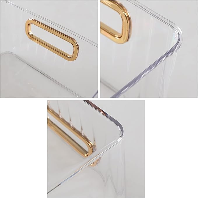 4-pack Clear Pantry Organizer Bins, Kitchen Cabinet Fridge Organizer Basket Bins