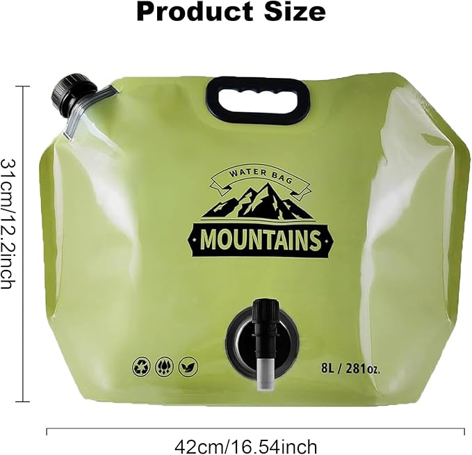 2pcs Collapsible Camping Water Container Bag, Portable Water Storage Jug with Spigot, BPA-Free Leakproof Foldable Water Bottles for Hiking, Outdoor Sports Backpack Emergency Bag, 2.1 Gallon