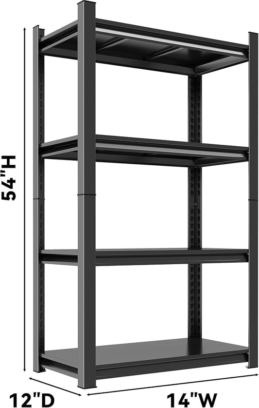 Book Shelf (4 Tier, Small Space) - Metal Bookcase for Bedroom, Living Room, Kitchen, Balcony Storage - Black Finish-NeatNest