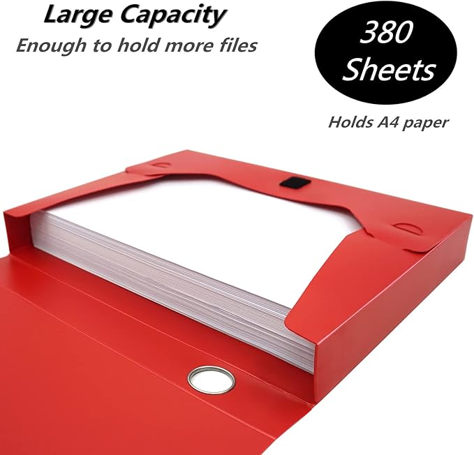 Foldable A4 Document Box with Lid, Pack of 3 Plastic Archive Cases, 31x24x4cm, File Folder Organizer Document Storage File Boxes for Office, School, Letter Size Paper (Multicolor)