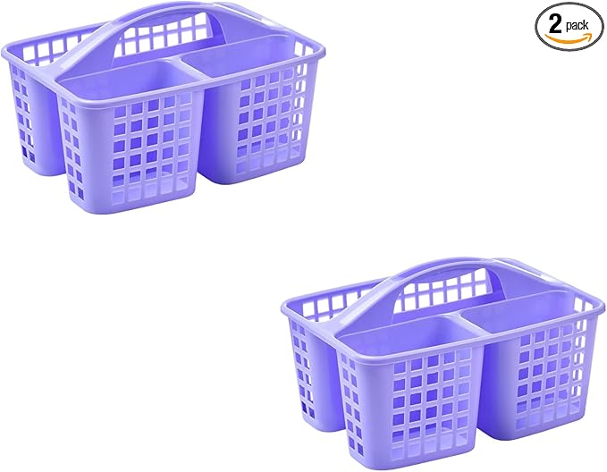 Portable Shower Caddy Basket,Convenient Cleaning Supplies Organizer with Compartments and Handle,Ideal for Bathroom, Bedroom, Kitchen, College Dorm,Garden,etc.Purple-2 Pcs