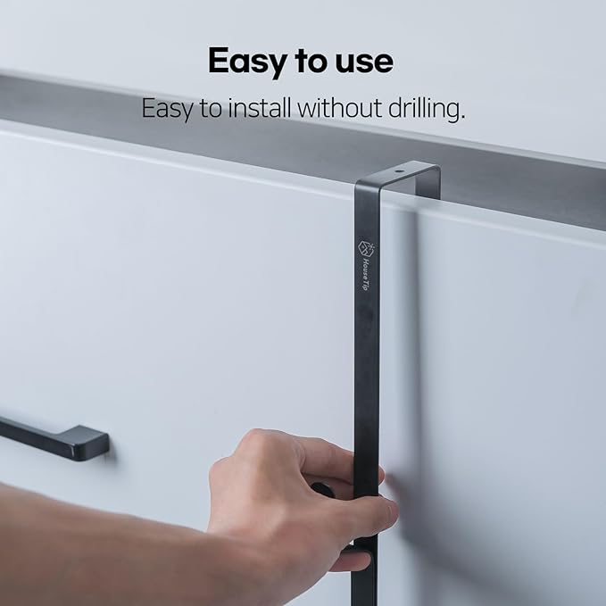 Over The Door Hook Rack, Kitchen appliances, Dorm Room Essentials, Stainless Steel, No Drill, Damage-Free, Space Saving Door Hanger for (Bathroom, Bedroom, Closet)(White)