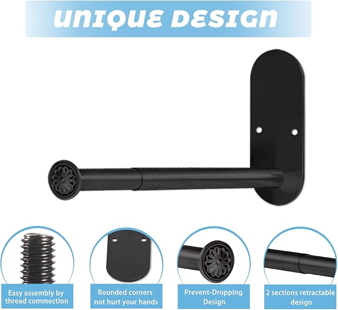 2-Section Stainless Steel Clothes Hanger Storage, Retractable Space Saving Clothes Hanger Storage Organizer, Wall Mount Clothes Rack Organizer, Adhesive or Drilling Installation (Black)-NeatNest