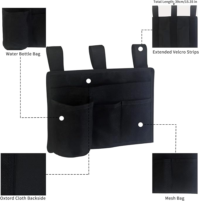 Bedside Storage Caddy, Bunk Bed Storage Bag, Hanging Bedside Organizer for TV Remote Control, Phones, Tablets, Bedside Pocket for College Dorm Rooms Baby Bed Rails, Hospital, Camp-NeatNest