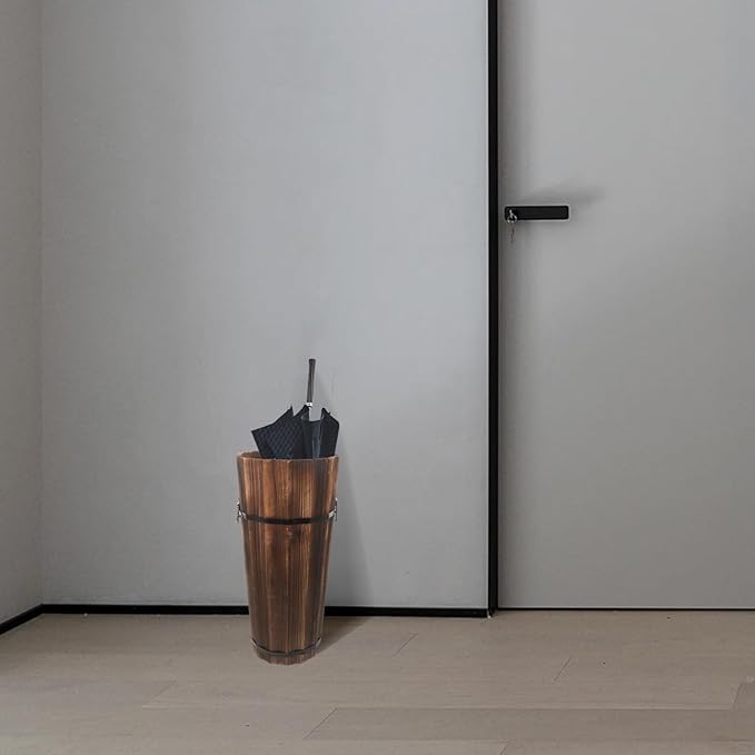 ABOOFAN Wooden Umbrella Stand for Entryway Rustic Umbrella Holder Freestanding Cane Stand Decorative Umbrella Rack Tall Basket Flower Vase for Laundry Bathroom