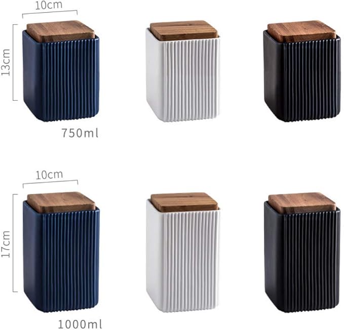 Food Storage Canister, Square Ceramic Cookie Jars Kitchen Canister with Airtight Lid, Good for Coffee Bean, Tea, Spices or Snacks Storage (Black,Small)