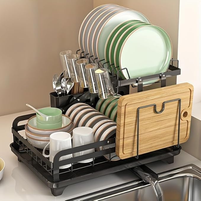 Dish Drying Rack Kitchen Dish Draining Rack 2 Tier Large Capacity for Kitchen Counter