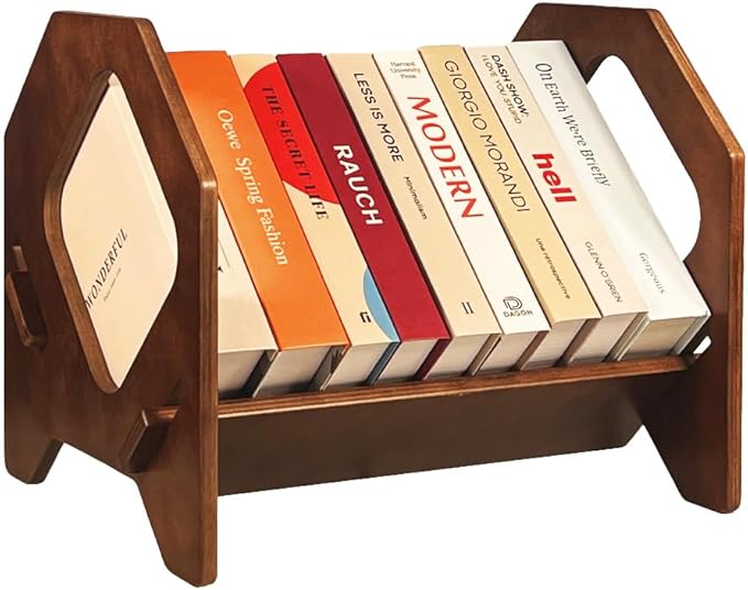 Desktop Bookshelf, Stackable Book Organizer with Handle, storage rack for CD/Magazine/File Folder, Portable Small bookshelf for Study, Living room, Kid's room, No Nails, Medium Size-NeatNest
