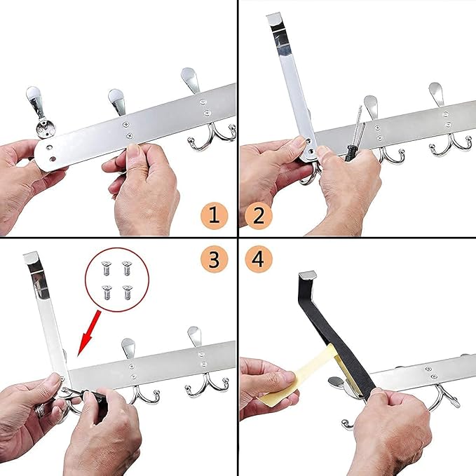 Encozy Over The Door Hooks,Coat Rack for Hanging Clothes Hat Towel (Heavy Duty Silver 1pcs)