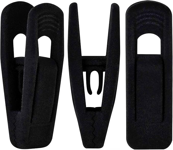 Black Velvet Hangers Clips 20 PCS, Non-Slip Velvet Clips for Suit Pant Skirt Hanger, Strong Finger Clips Perfect for Thin Flocking Hangers-NeatNest