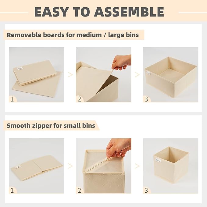 Criusia Drawer Organizer Clothes, 8 Pack Underwear Drawer Organizer, Foldable Cloth Storage Box Closet Organizers and Storage for Clothes, Socks, Scarves, Ties (Beige)-NeatNest