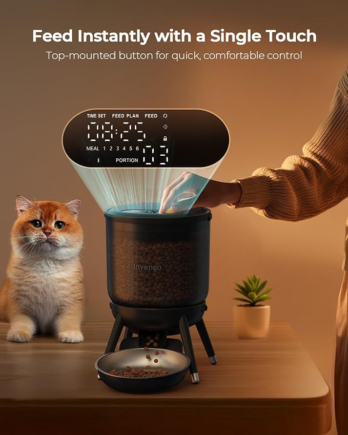 Automatic Cat Feeder with Timed Food Dispenser, One-Touch Feeding, Dual Power Supply, Anti-Bug Design, Visible 3L Hopper – Automatic Pet Feeder for Cats and Small Dogs-NeatNest