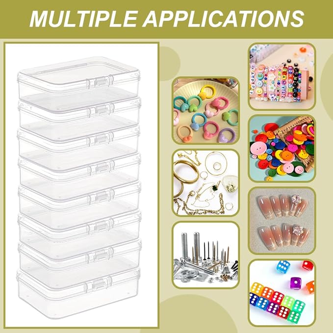 BENECREAT 12 Packs Rectangle PP Plastic Container Box, 3x2x0.8inch Bead Storage Organizer Box, Dustproof Case with Hinged Lid for Cards, Beads and Craft Supplies-NeatNest
