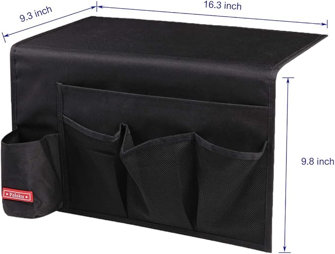Bedside Caddy,5 Pockets Bedside Organizer Caddy Under Mattress,Holds Water Bottles,Magazines,Books (Black)-NeatNest