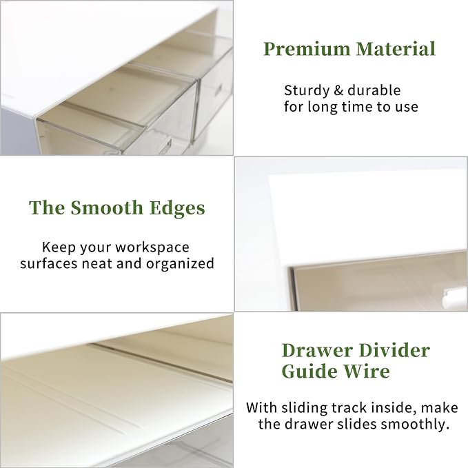 Desktop Drawer Organizer - Plastic Drawers for Small Items & Cosmetics - 1 Drawer (White)-NeatNest