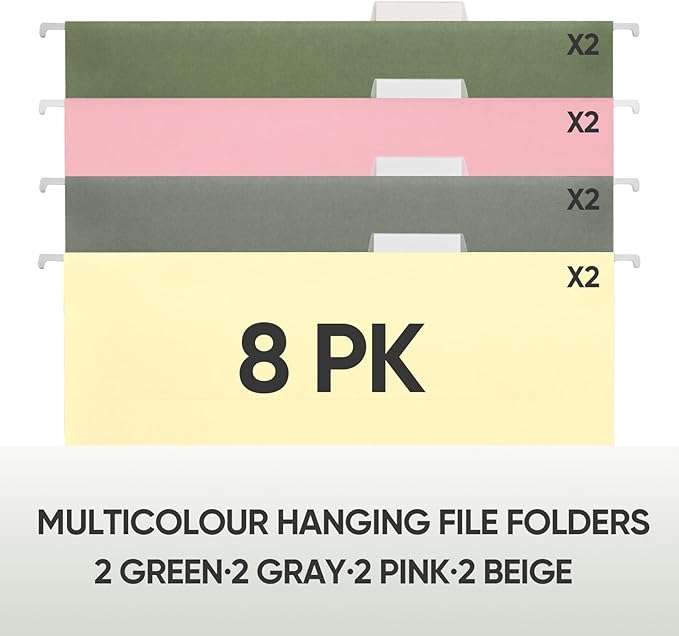 BALEINE 8PK Hanging File Folders, Legal Size Hanging Folders with 1/5-Cut Tabs for Filing Cabinets, File Boxes (8PK, Legal Size)