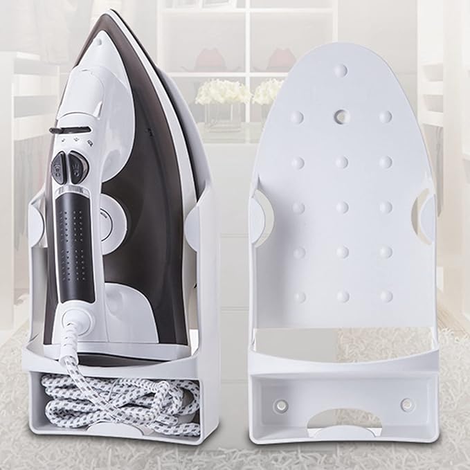 Wall Mount Iron Holder Ironing Board Hanger Space-Saving Household Bathroom Kitchen Closet Organizer Wall Rack Shelf