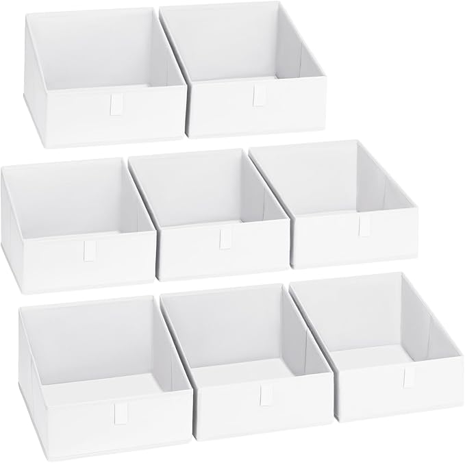 DIMJ Closet Storage Bins 8 Pack - Fabric Trapezoid Closet Organizer Bin, Foldable Storage Baskets for Shelves, Shelf Organizer, Clothing Storage Box for Toys, Books, Towel, Clothes-NeatNest