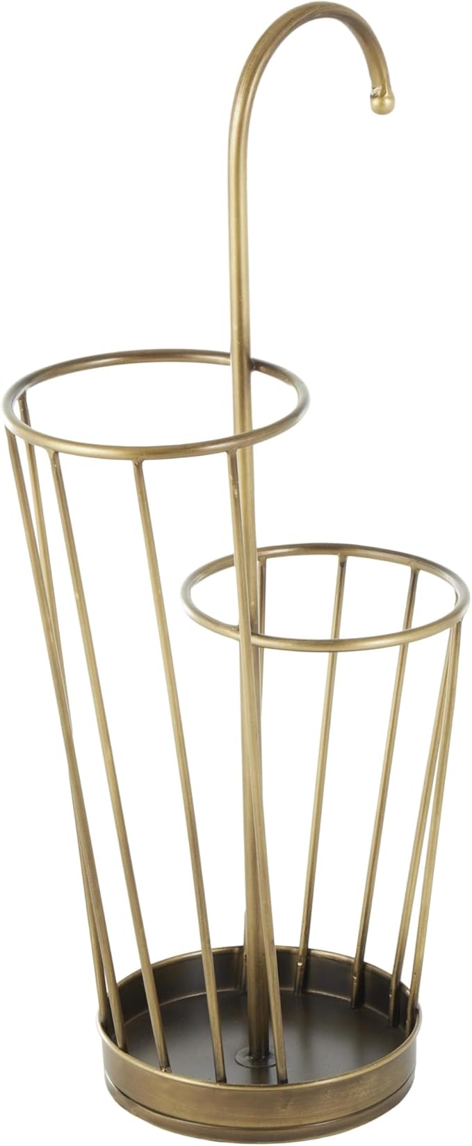 Deco 79 Metal Umbrella Stand 2 Section with Umbrella Shaped Handle, 13" x 8" x 27", Gold-NeatNest