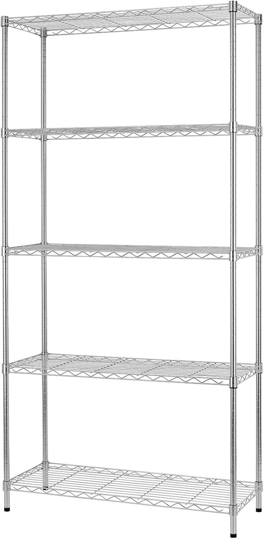 BestOffice 14''Wx36''Dx72''H NSF Wire Shelf Metal 5 Shelf Wire Shelving Unit Storage Shelves Heavy Duty Height Adjustable Utility Commercial Grade Steel Layer Shelf Rack Organizer,Chrome-NeatNest
