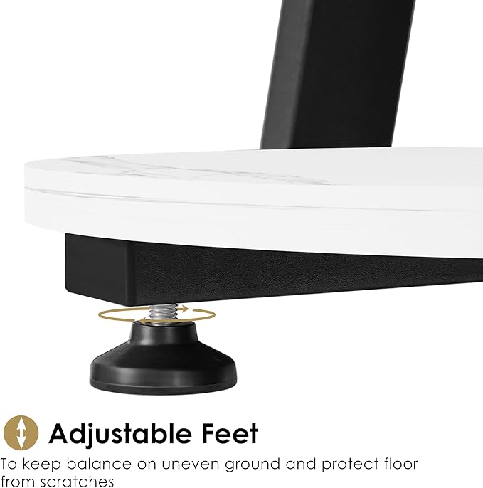 BEWISHOME Round End Table Marble Side Table with Metal Frame, Small Nightstand with 3-Tier Shelves, Night Stand for Living Room Bedroom Tall Black KTZ41H-NeatNest