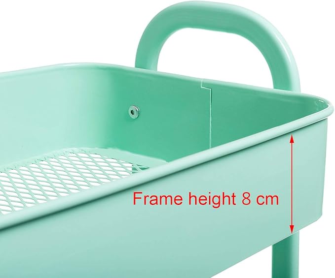AGTEK Makeup Cart, Movable Rolling Organizer Cart, Macaron Blue 3 Tier Metal Utility Cart-NeatNest