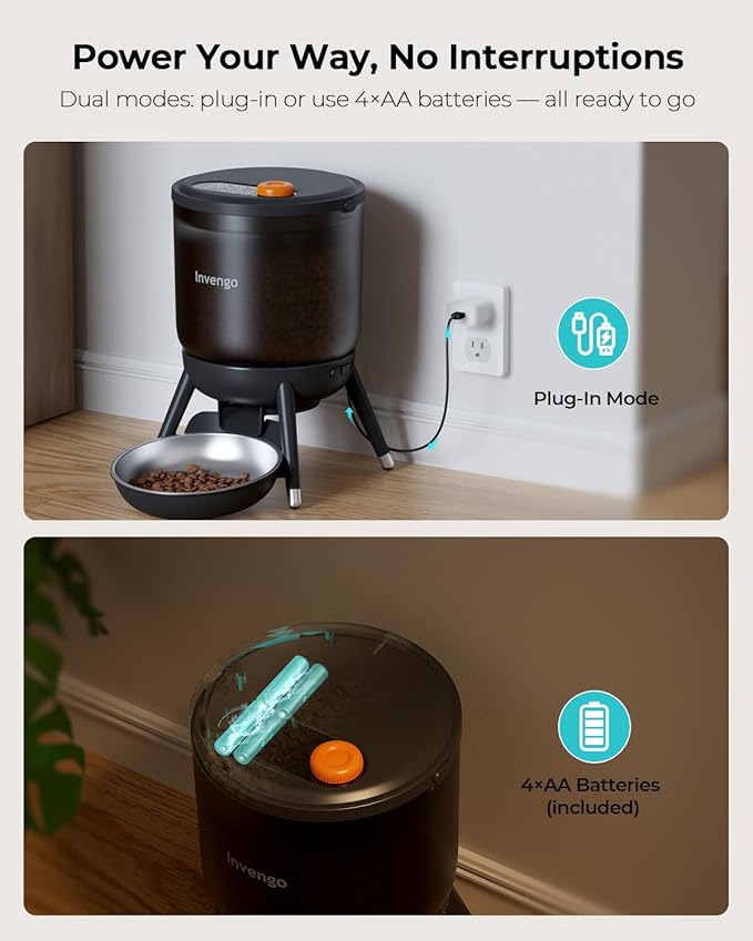 Automatic Cat Feeder with Timed Food Dispenser, One-Touch Feeding, Dual Power Supply, Anti-Bug Design, Visible 3L Hopper – Automatic Pet Feeder for Cats and Small Dogs-NeatNest