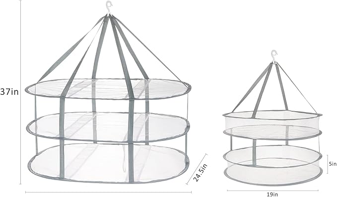 AUTODECO 2 Pack 2-Tier & 3-Tier Folding Mesh Clothes Hanging Dryer, Sweater Drying Rack, Large Laundry Drying Rack, Lay fold Flat Dry Hanger, Mesh Clothes Hanging Dryer - M(2Tier)+XL(3Tier)