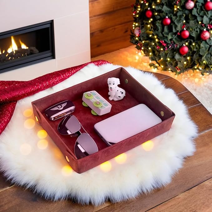 CASIRENA Father's Day Gifts Faux Leather Valet Tray Organizer for Men - Catch-All Tray for Entryway Table Key, Wallet, Watch, Coin Change, Phone, Dresser EDC Dump Jewelry, Bedside Nightstand Desk-top-NeatNest