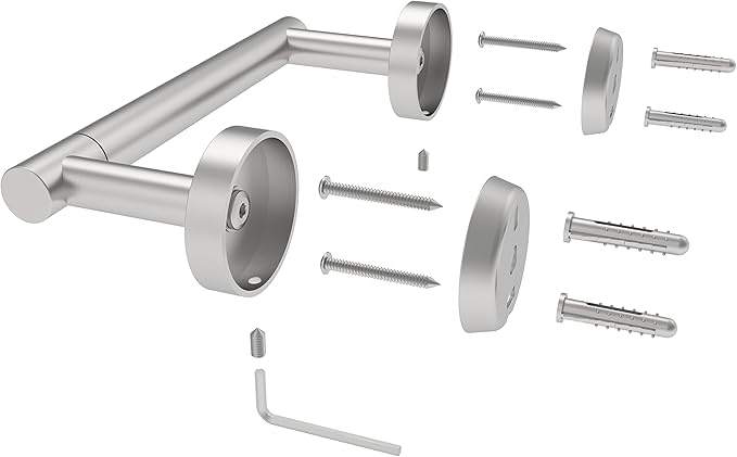 Bathroom Toilet Paper Holder Wall Mount SUS304 Stainless Steel Double Post Pivoting Toilet Paper Roll Holder Wall Mounted for Bathroom RV Commercial Toilet Tissue Dispensers, Brushed Nickel