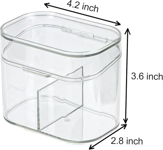 Clear Bathroom Organizer, 2-Size Essentials Set for Hail Accessories & Beauty Supplies,Cotton Swabs,Balls,Pads - Small Clear Plastic Canister Apothecary Jar Set, Vanity Makeup Storage Organizer (S)-NeatNest