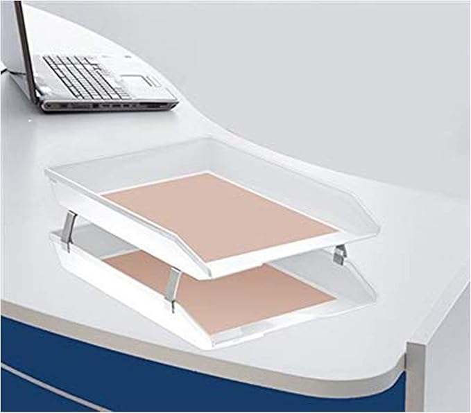 Acrimet Facility 2 Tier Letter Tray, Front Load, Letter Size/A4, Desktop File Organizer, Plastic (White Color)-NeatNest