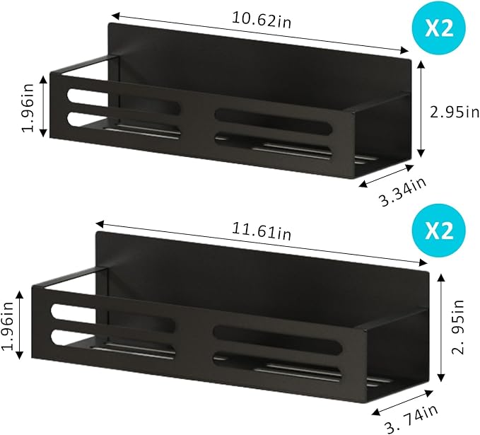Magnetic Spice Rack for Refrigerator Magnetic Fridge Shelf for Kitchen Magnetic Shelves for Fridge 4 Pack Black