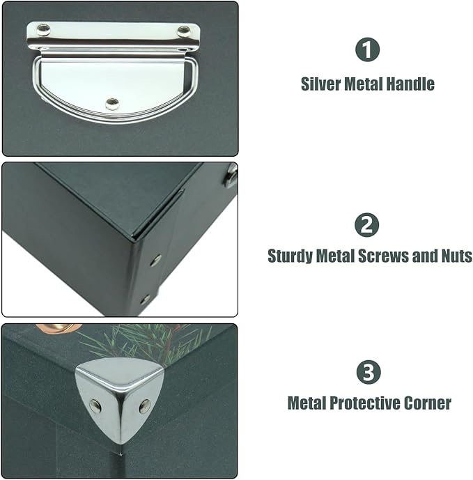 GUOZI Collapsible Storage Box, Decorative Memory Box with Lid & Metal Reinforced Corners, Cardboard File Bin with Handles, Organizer Gift Box for Keepsake Toy Photos Office Nursery Wardrobe Bookshelf-NeatNest