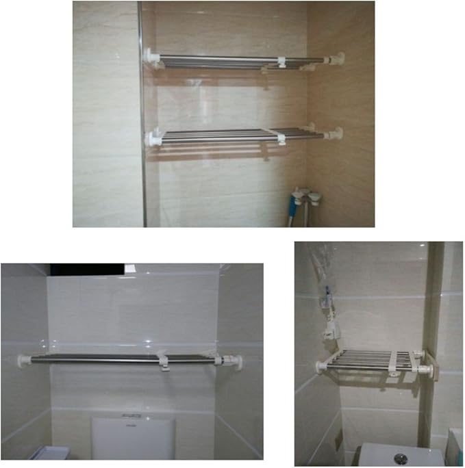 BAOYOUNI Tension Closet Shelves Stainless Steel Rustproof Storage Rack Bathroom Kitchen Organizer Shelf Dividers Ivory, 23.62-31.5 Inches-NeatNest