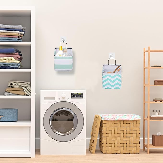 ACQTULOU Wall Hanging Storage Bag, Over The Door Closet Organizer Hanging Pocket Linen Cotton Organizer Box Containers for Bedroom, Bathroom-NeatNest