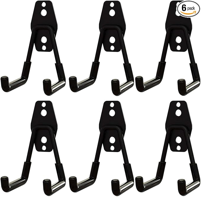 Garage Storage Utility Hooks, NinBase Heavy Duty Steel Wall Mount Hooks with Anti-Slip Coating, Wall Mount Storage Organizer for Hanging Power and Garden Tools, Ladders, Hose, Bikes, Ropes, Bulk Items-NeatNest