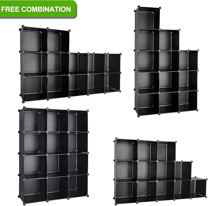 TUMUCUTE Cube Storage Organizer, DIY Plastic Closet Cabinet Modular Bookcase, Storage Shelves for Bedroom Living Room, Office(12-Cube,Plastic)